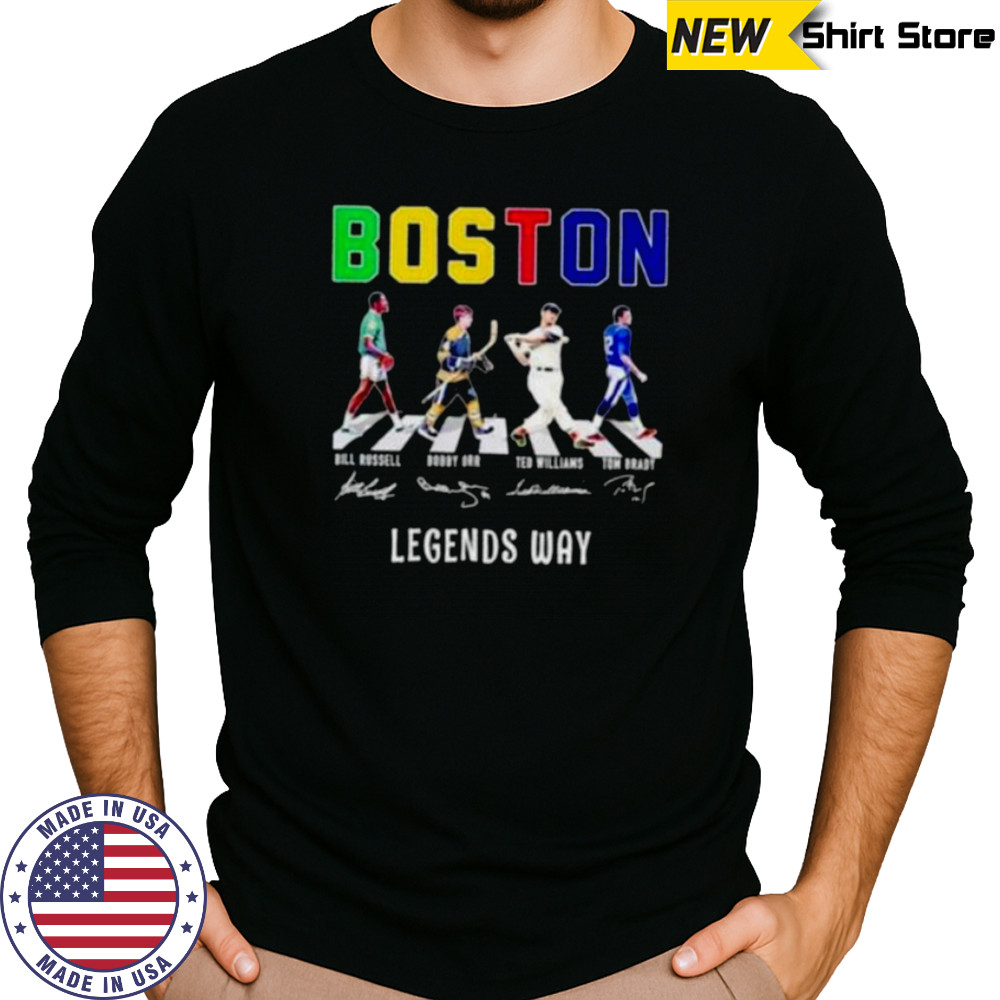 Boston sport legends way abbey road signature shirt Long Sleeved