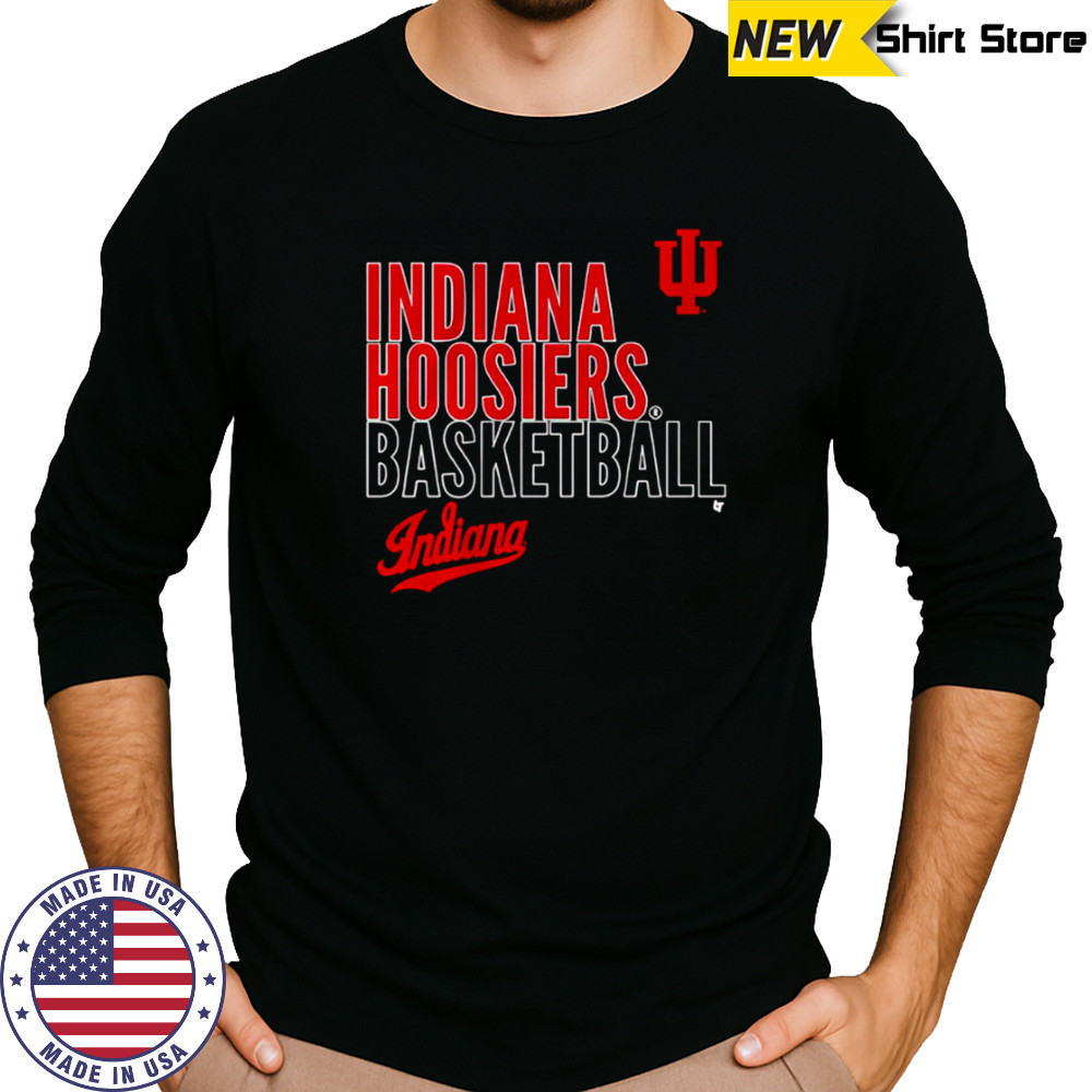 Indiana Hoosiers Basketball Text Logo Overlay shirt Long Sleeved