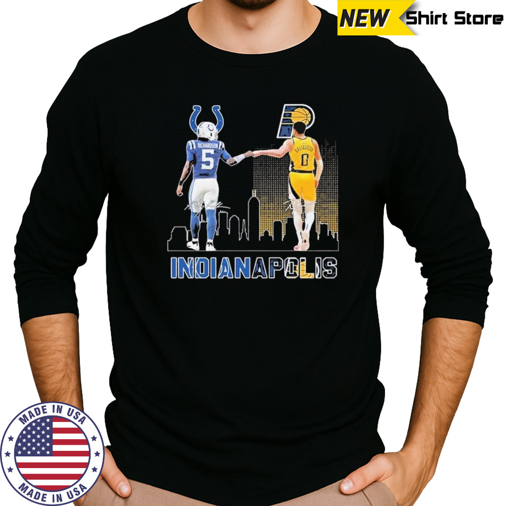 Indianapolis Colts Anthony Richardson Indiana Pacers Tyrese Haliburton T-Shirt Long Sleeved