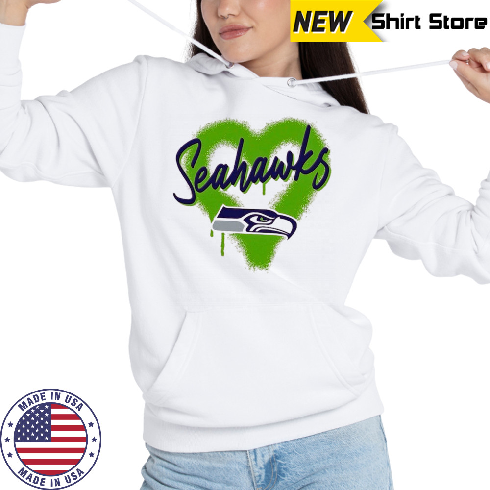 Official Seattle Seahawks Spray Heart Boxy T-Shirt Hoodie