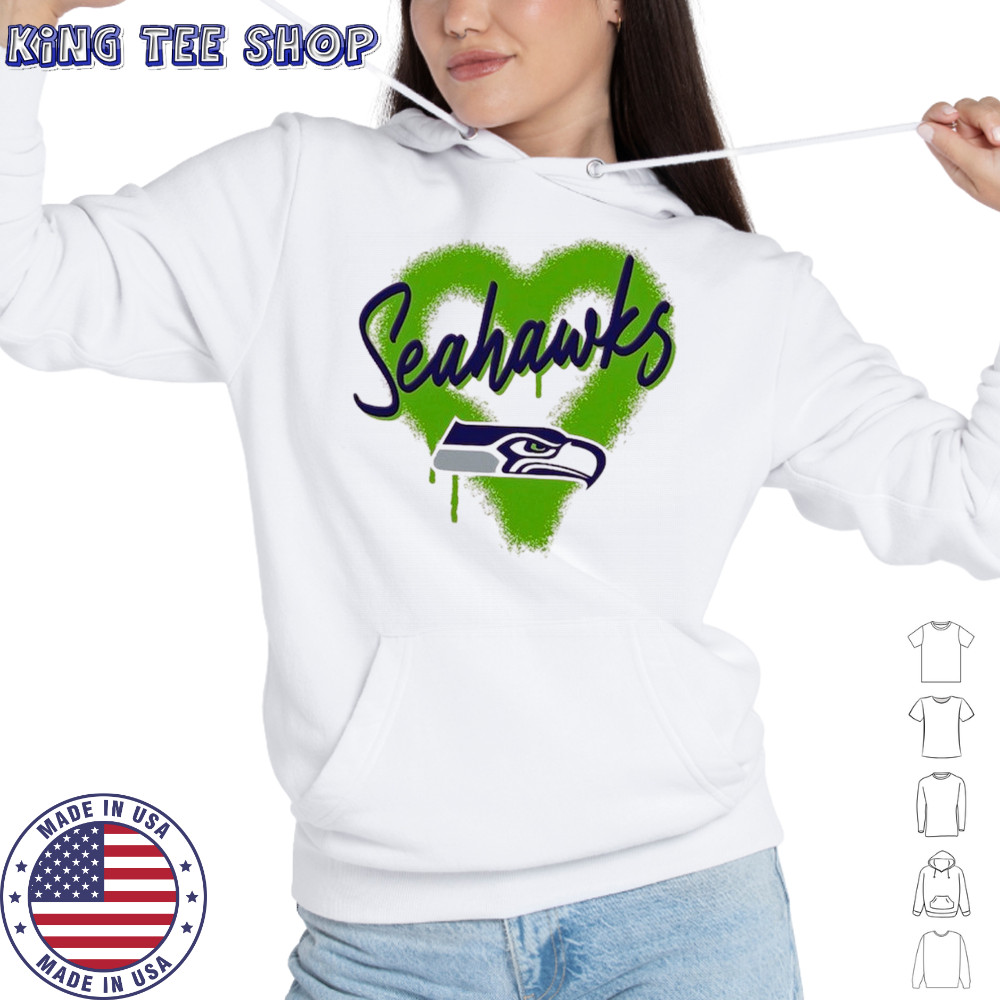 Official Seattle Seahawks Spray Heart Boxy T-Shirt Hoodie
