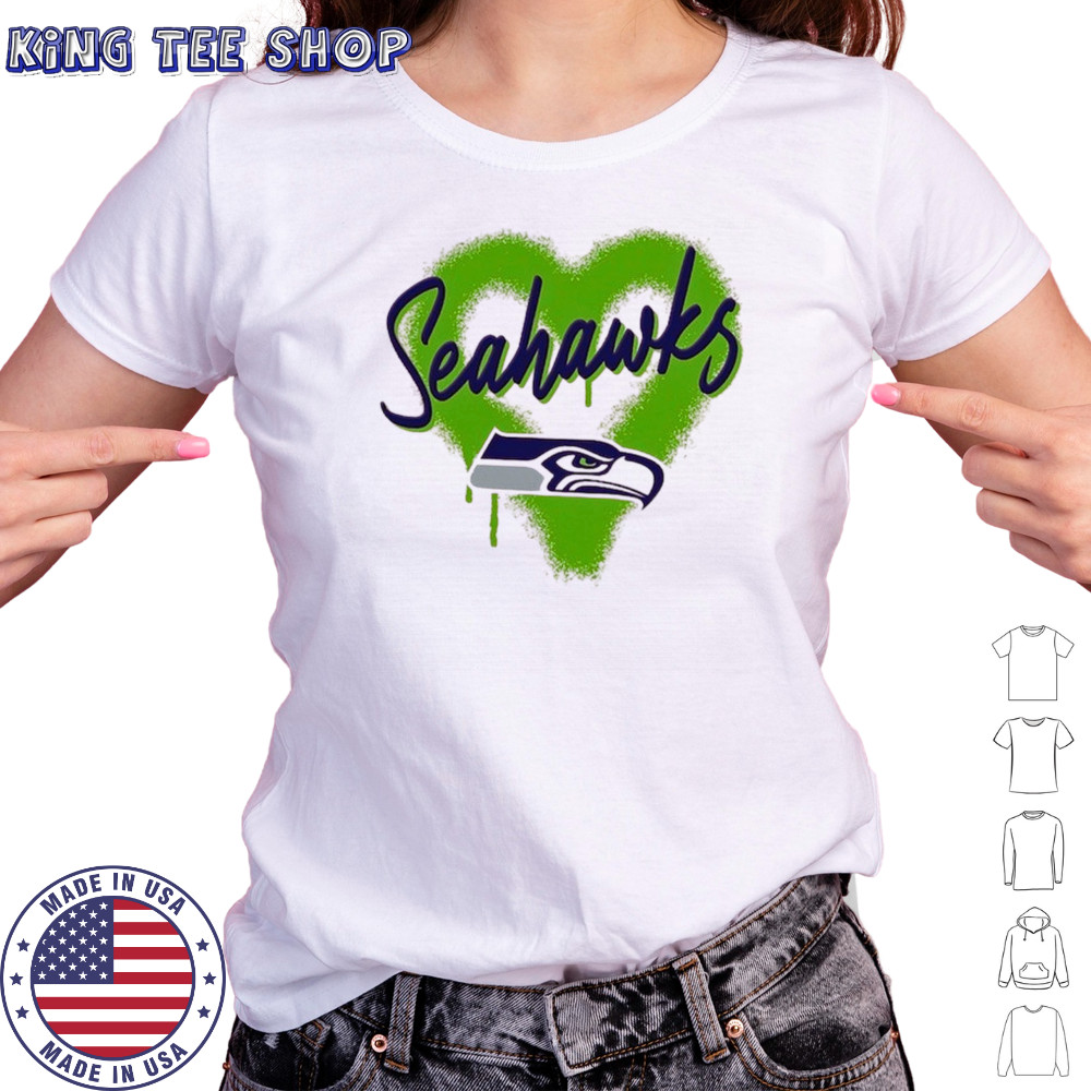 Official Seattle Seahawks Spray Heart Boxy T-Shirt Women's T-shirt
