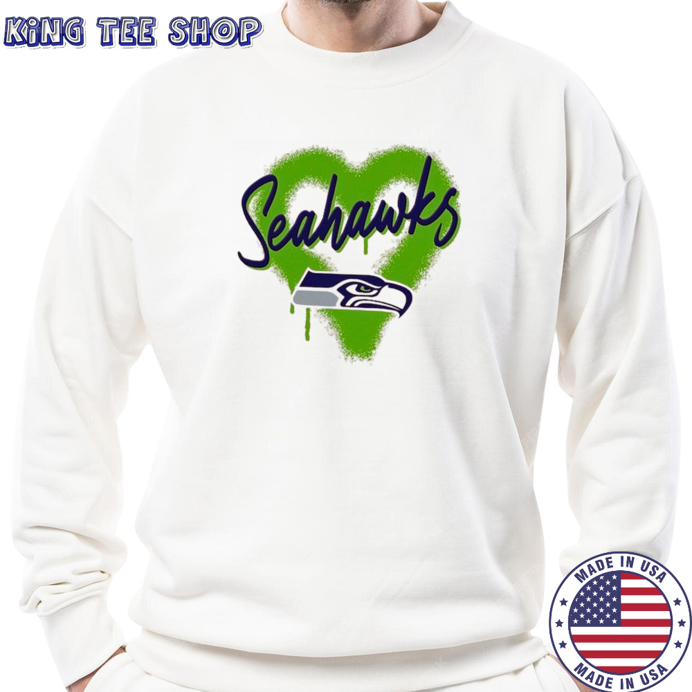 Official Seattle Seahawks Spray Heart Boxy T-Shirt Sweatshirt