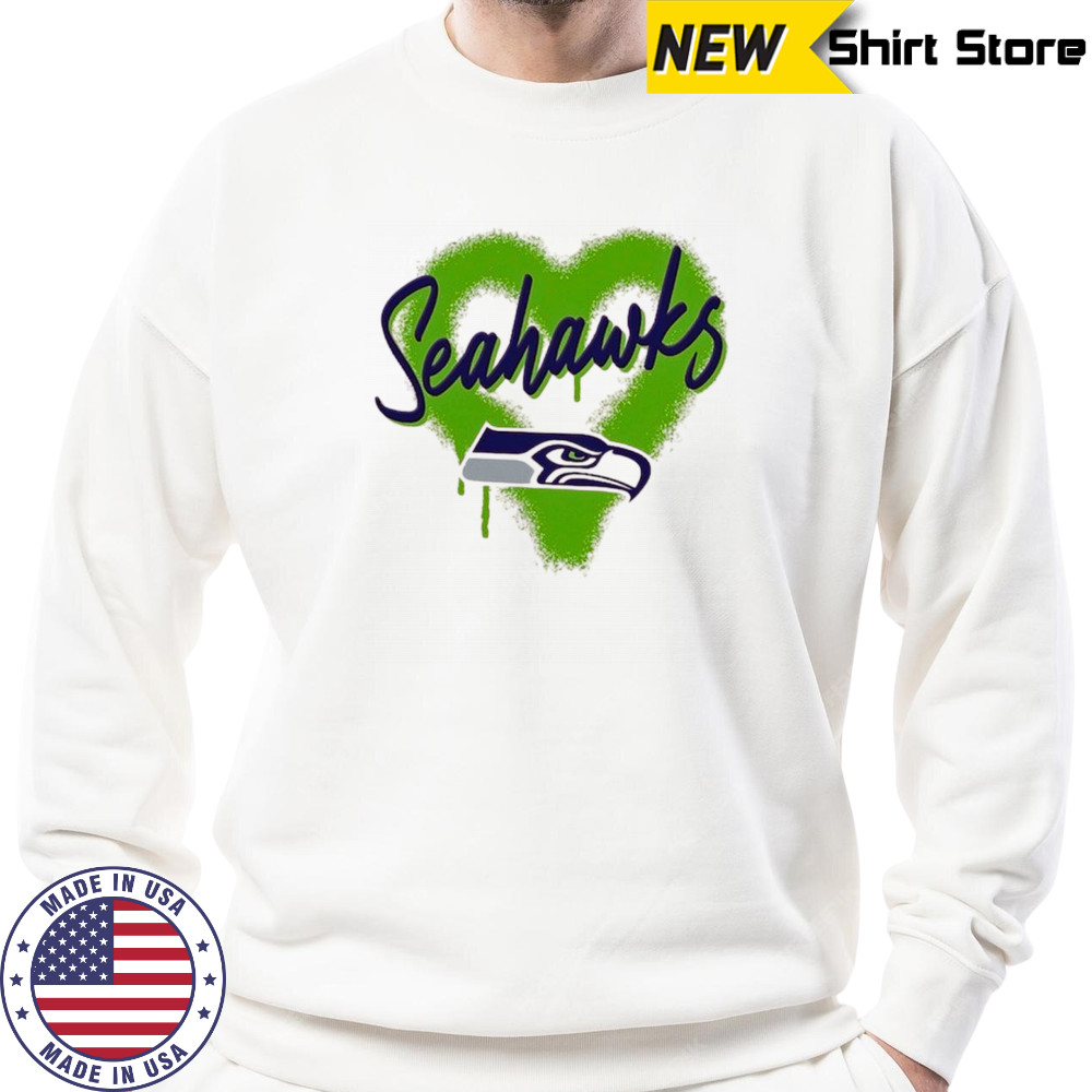 Official Seattle Seahawks Spray Heart Boxy T-Shirt Sweatshirt