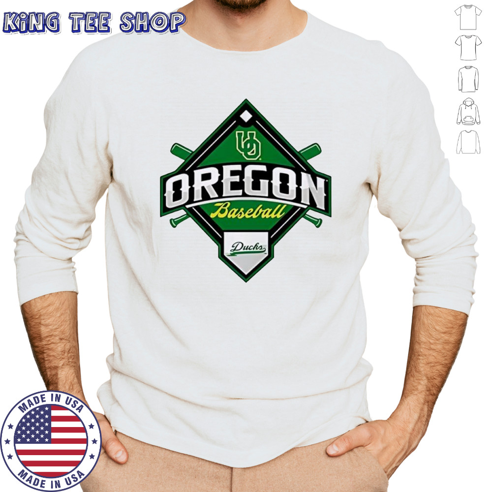 Oregon Ducks White Big Ten Baseball logo shirt Long Sleeved