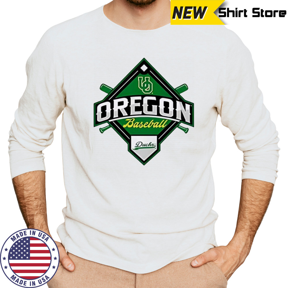 Oregon Ducks White Big Ten Baseball logo shirt Long Sleeved