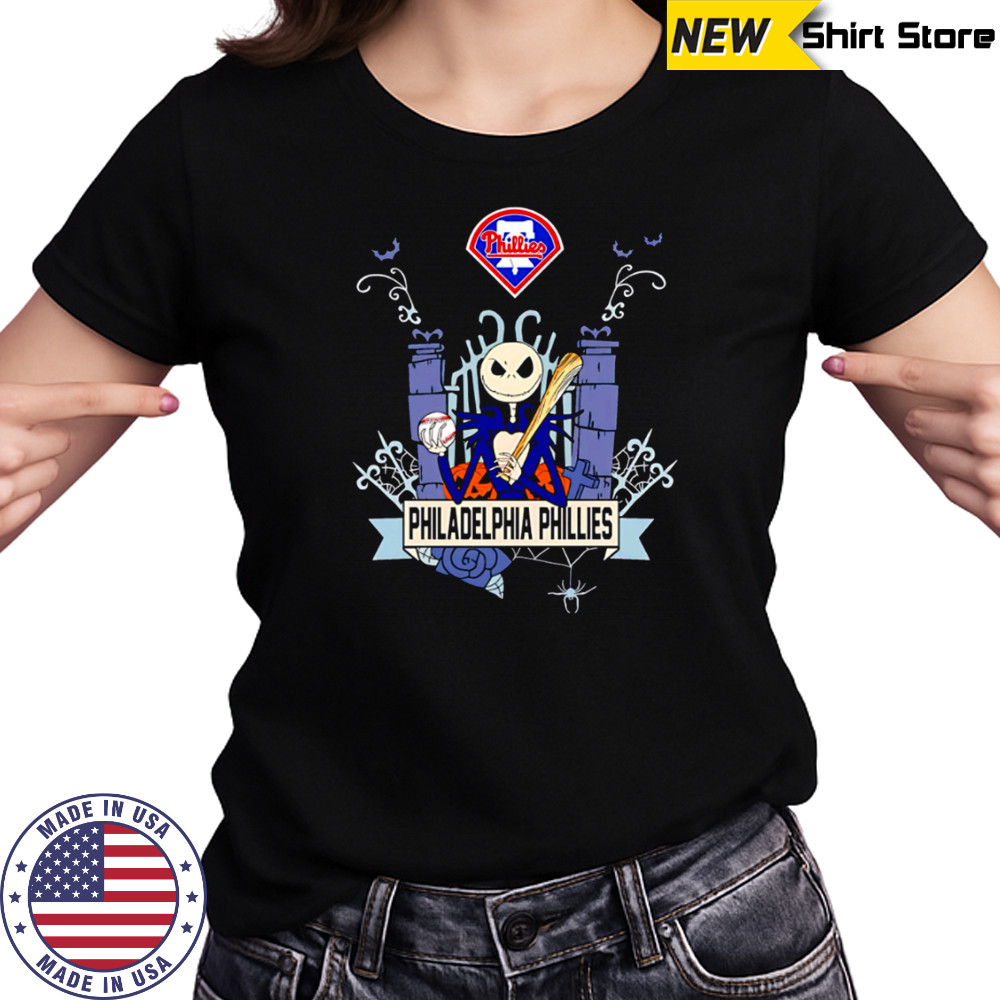 Philadelphia Phillies Baseball Jack Skellington Halloween shirt Women's T-shirt
