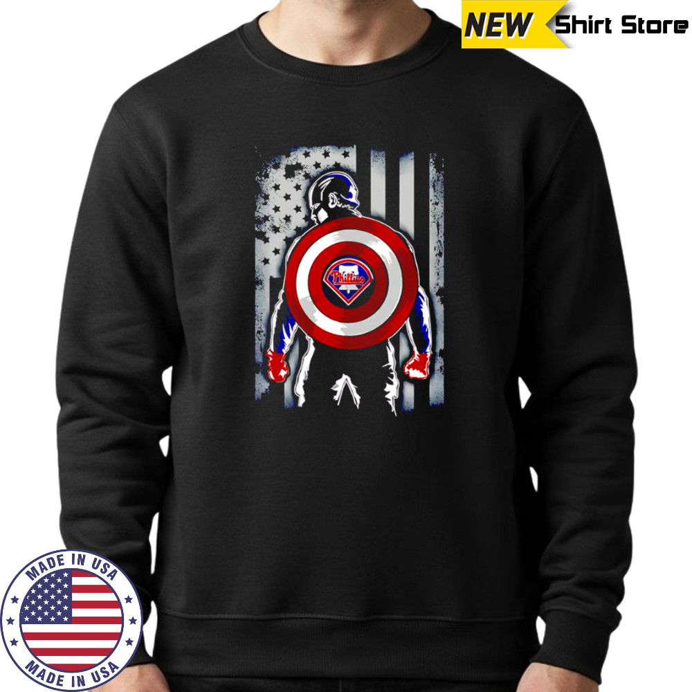 Philadelphia Phillies Captain America Marvel Avengers Flag Baseball shirt Sweatshirt