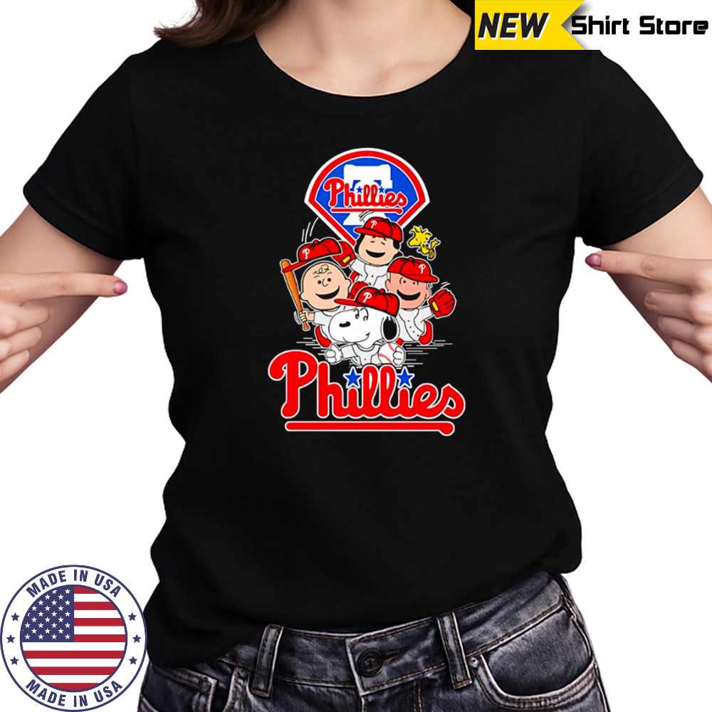 Philadelphia Phillies Snoopy Charlie Brown Woodstock The Peanuts Baseball shirt Women's T-shirt