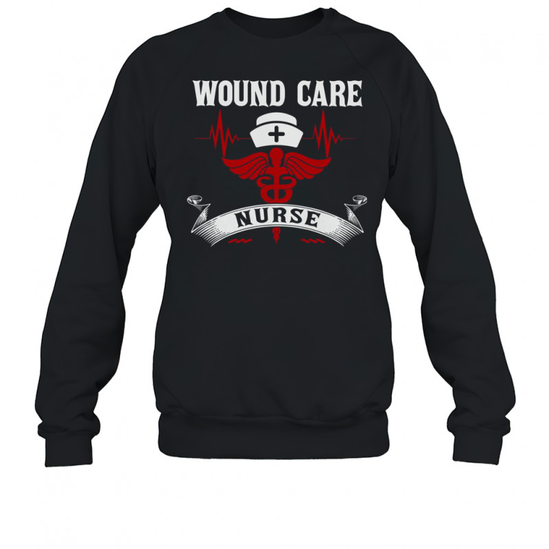 Wound Care Nurse Caduceus Medical Symbol Nurse Hat Heartbeat T-Shirt Sweatshirt