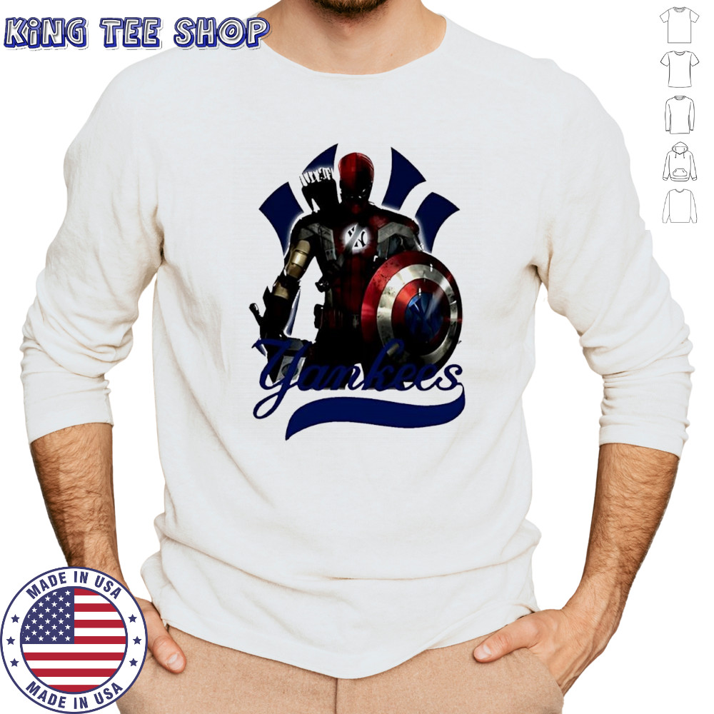 New York Yankees Captain America Thor Spider Man Hawkeye Mashups shirt Long Sleeved