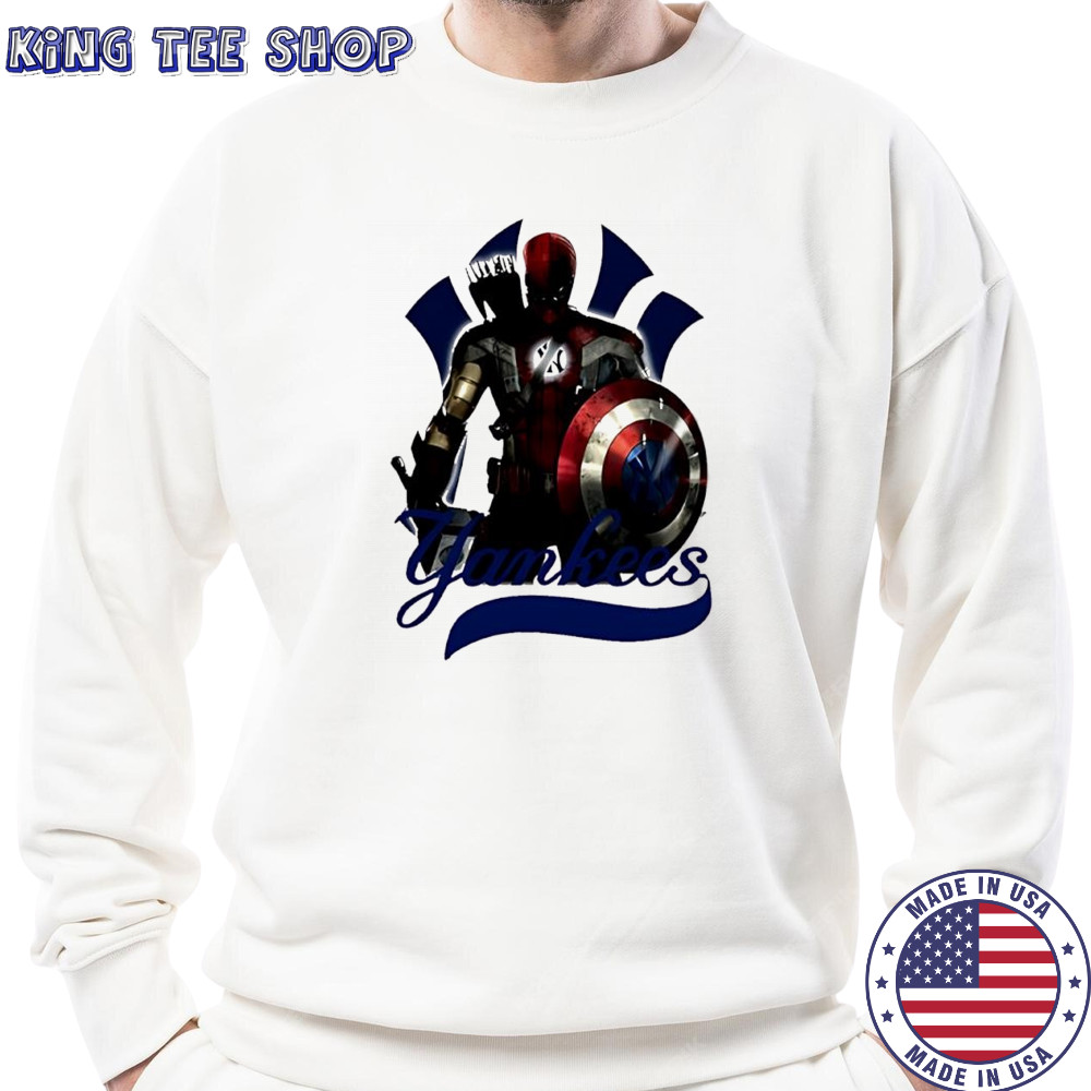 New York Yankees Captain America Thor Spider Man Hawkeye Mashups shirt Sweatshirt