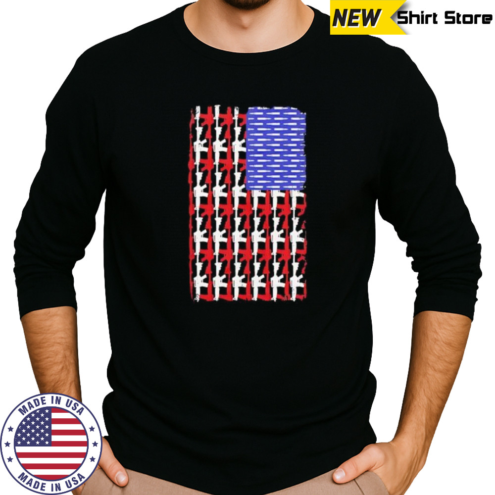 USA Guns and Bullets Flag shirt Long Sleeved