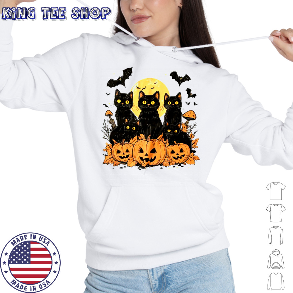 Black Cat Pumpkin Retro Halloween Cat Gothic Spooky Season shirt Hoodie
