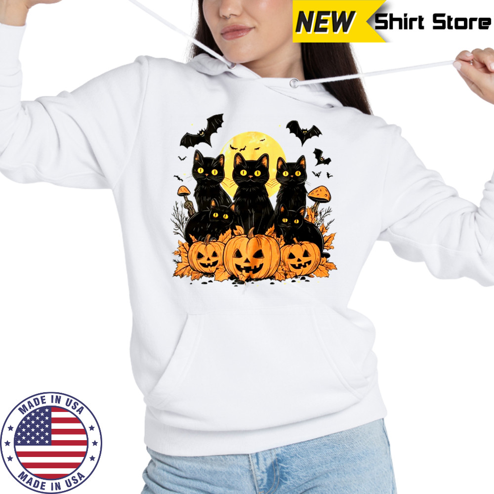 Black Cat Pumpkin Retro Halloween Cat Gothic Spooky Season shirt Hoodie