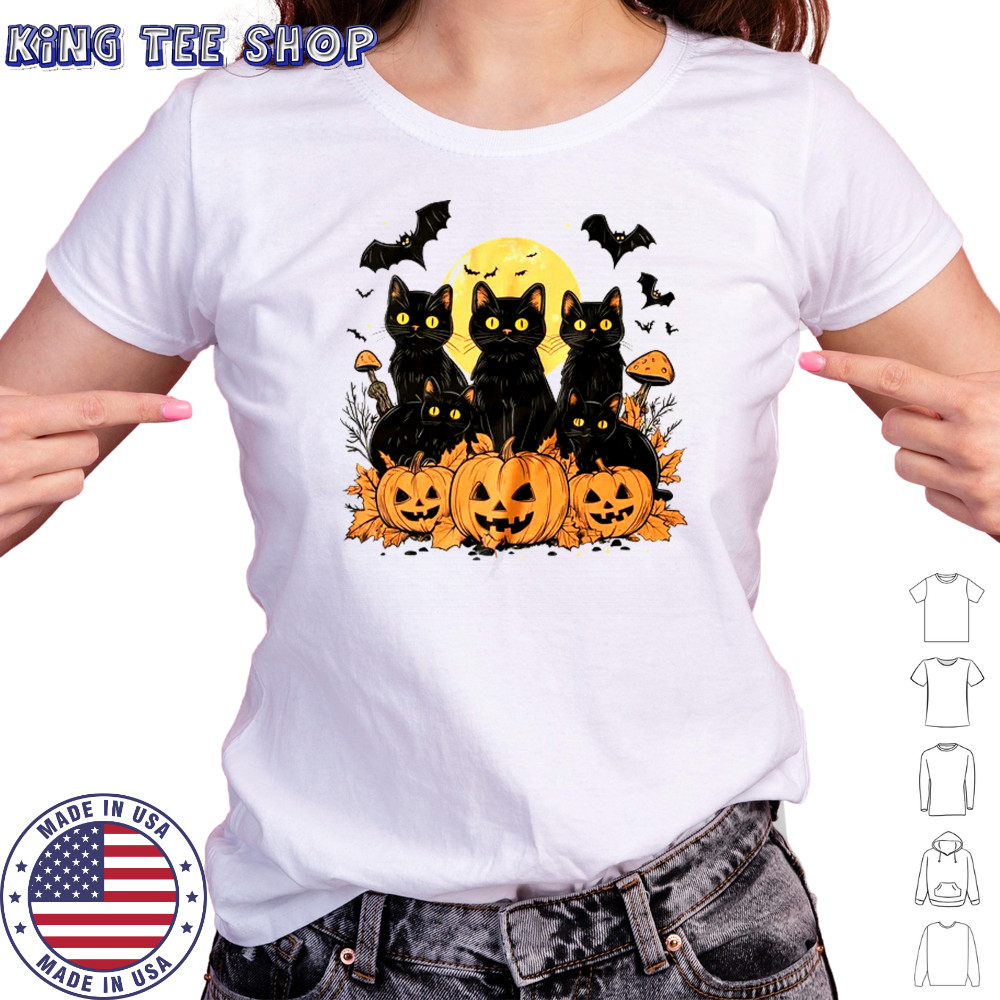 Black Cat Pumpkin Retro Halloween Cat Gothic Spooky Season shirt Women's T-shirt