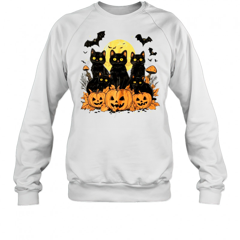 Black Cat Pumpkin Retro Halloween Cat Gothic Spooky Season shirt Sweatshirt