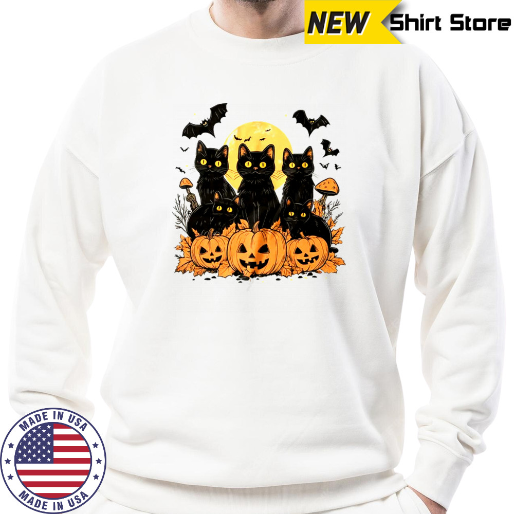 Black Cat Pumpkin Retro Halloween Cat Gothic Spooky Season shirt Sweatshirt