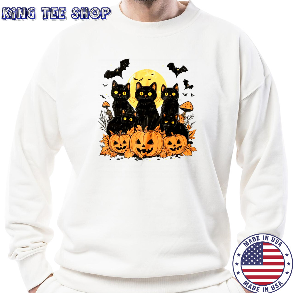 Black Cat Pumpkin Retro Halloween Cat Gothic Spooky Season shirt Sweatshirt