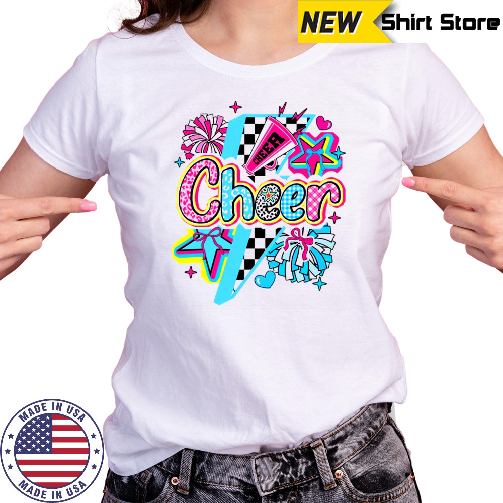 Cheer Mom Cheerleader Coquette Bow Colorful Football Season shirt Women's T-shirt