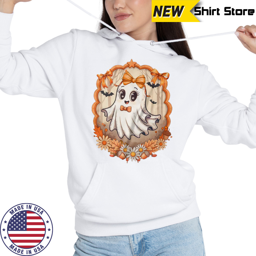 Ghost Fall Halloween Bows Flowers Girly Spooky Season shirt Hoodie