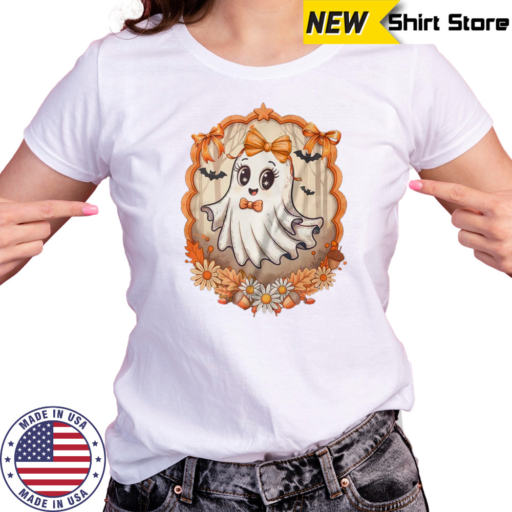 Ghost Fall Halloween Bows Flowers Girly Spooky Season shirt Women's T-shirt