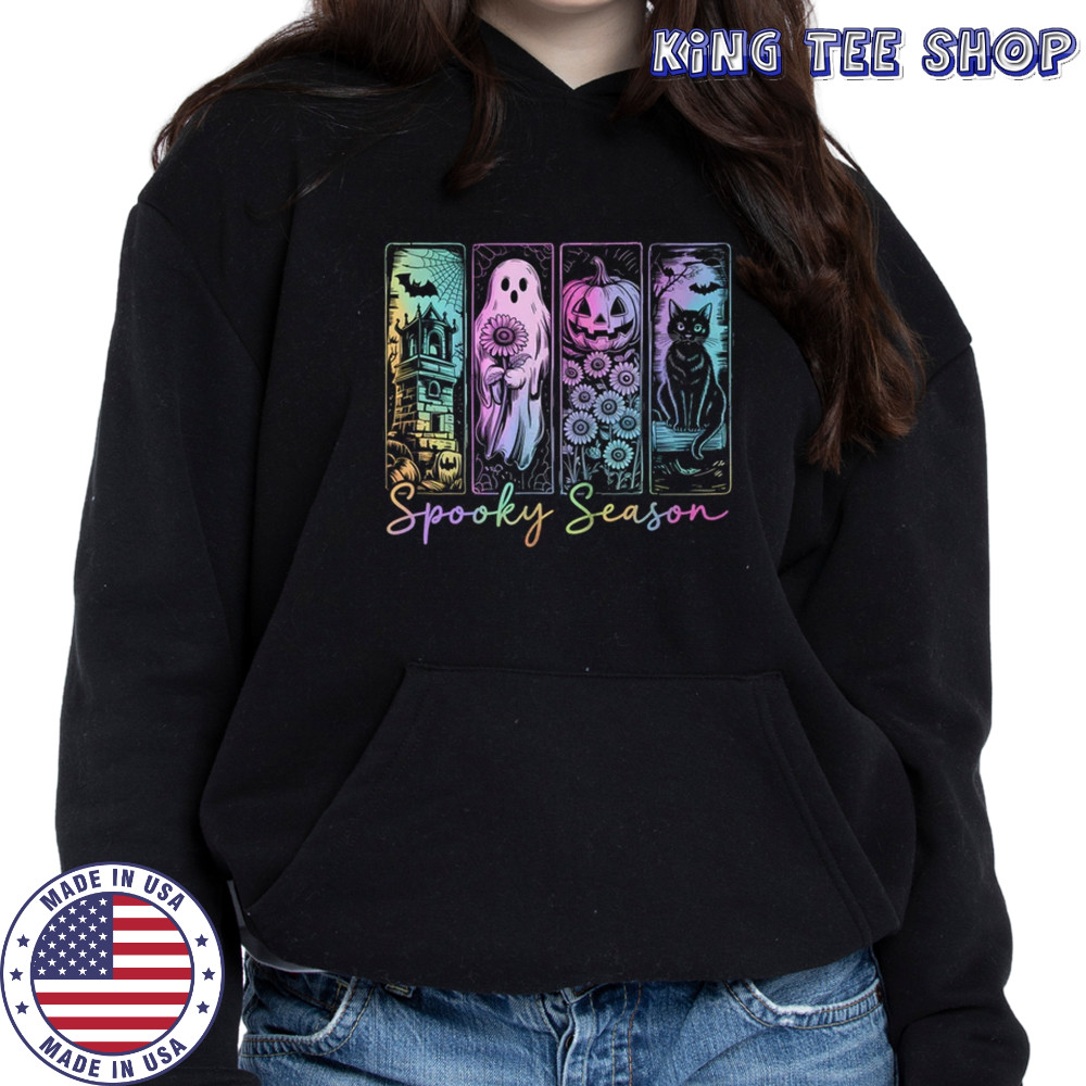 Spooky Season Vintage Halloween Ghost Cat Horror Movie Women shirt Hoodie