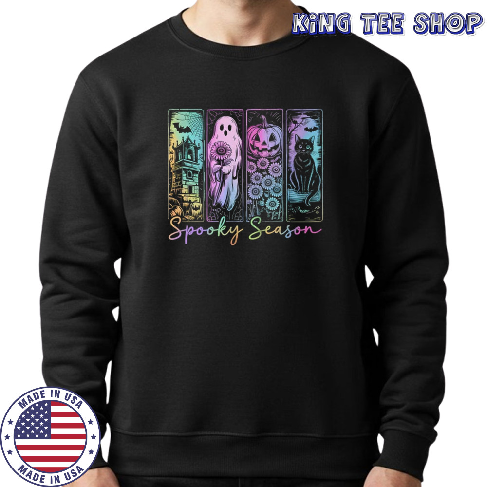 Spooky Season Vintage Halloween Ghost Cat Horror Movie Women shirt Sweatshirt