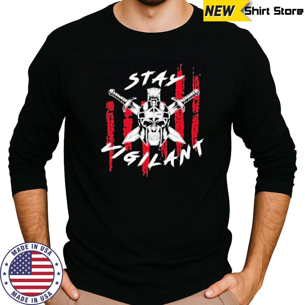 Stay Vigilant Skull Swords T-Shirt Long Sleeved