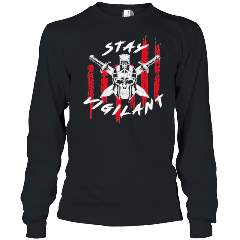 Stay Vigilant Skull Swords T-Shirt Long Sleeved