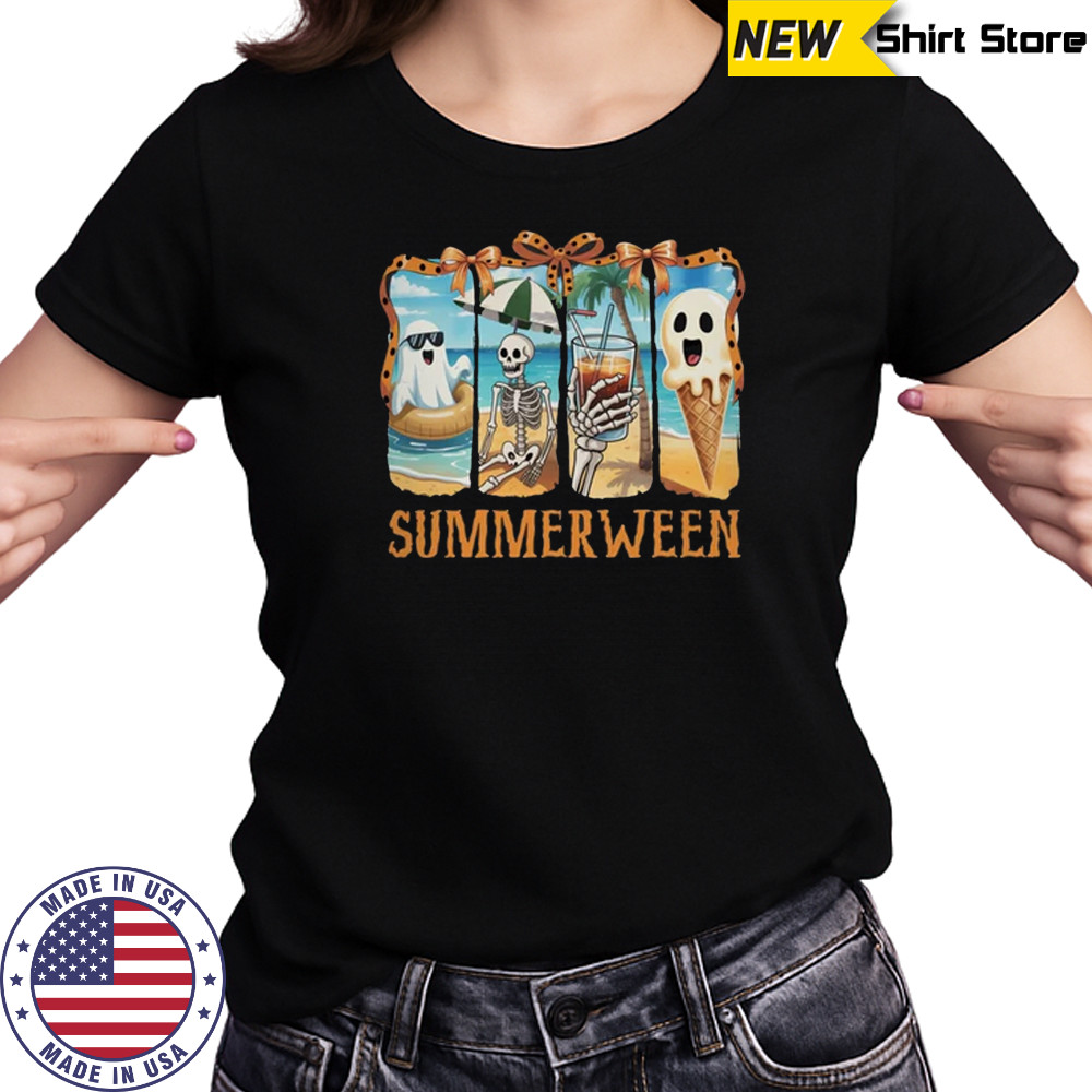 Summerween Skeleton Ghost Beach Party Summer Halloween Vibes shirt Women's T-shirt