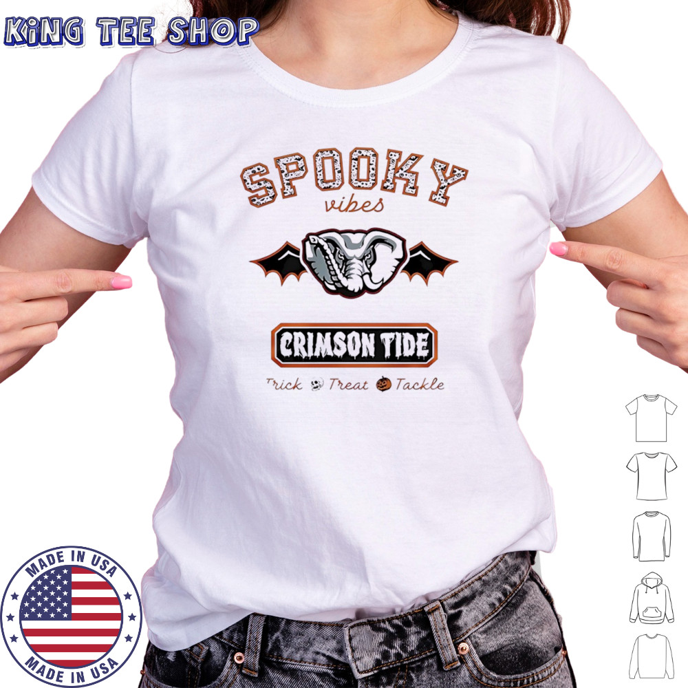 Alabama Crimson Tide Spooky Vibes Trick Treat Tackle Halloween 2025 shirt Women's T-shirt