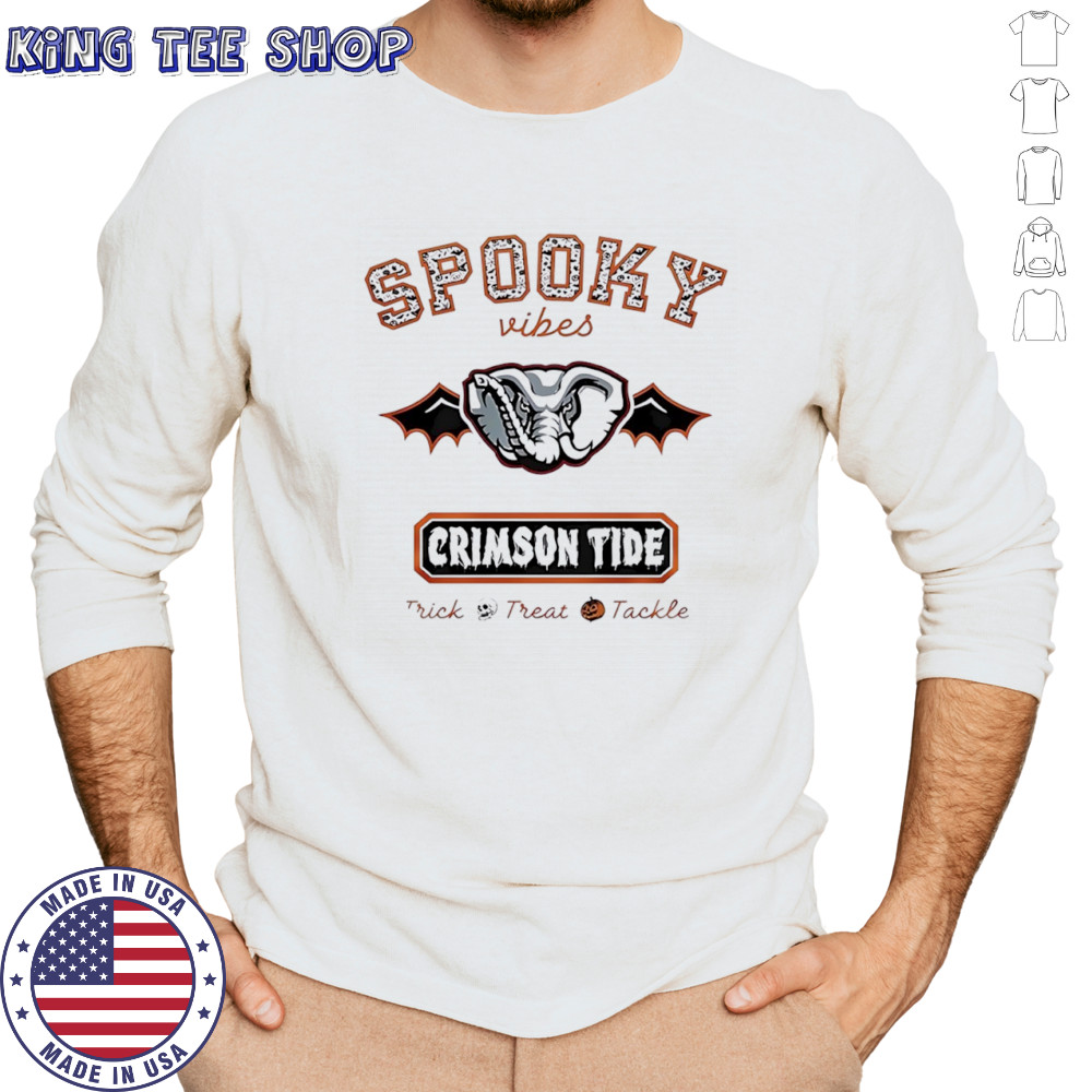 Alabama Crimson Tide Spooky Vibes Trick Treat Tackle Halloween 2025 shirt Long Sleeved