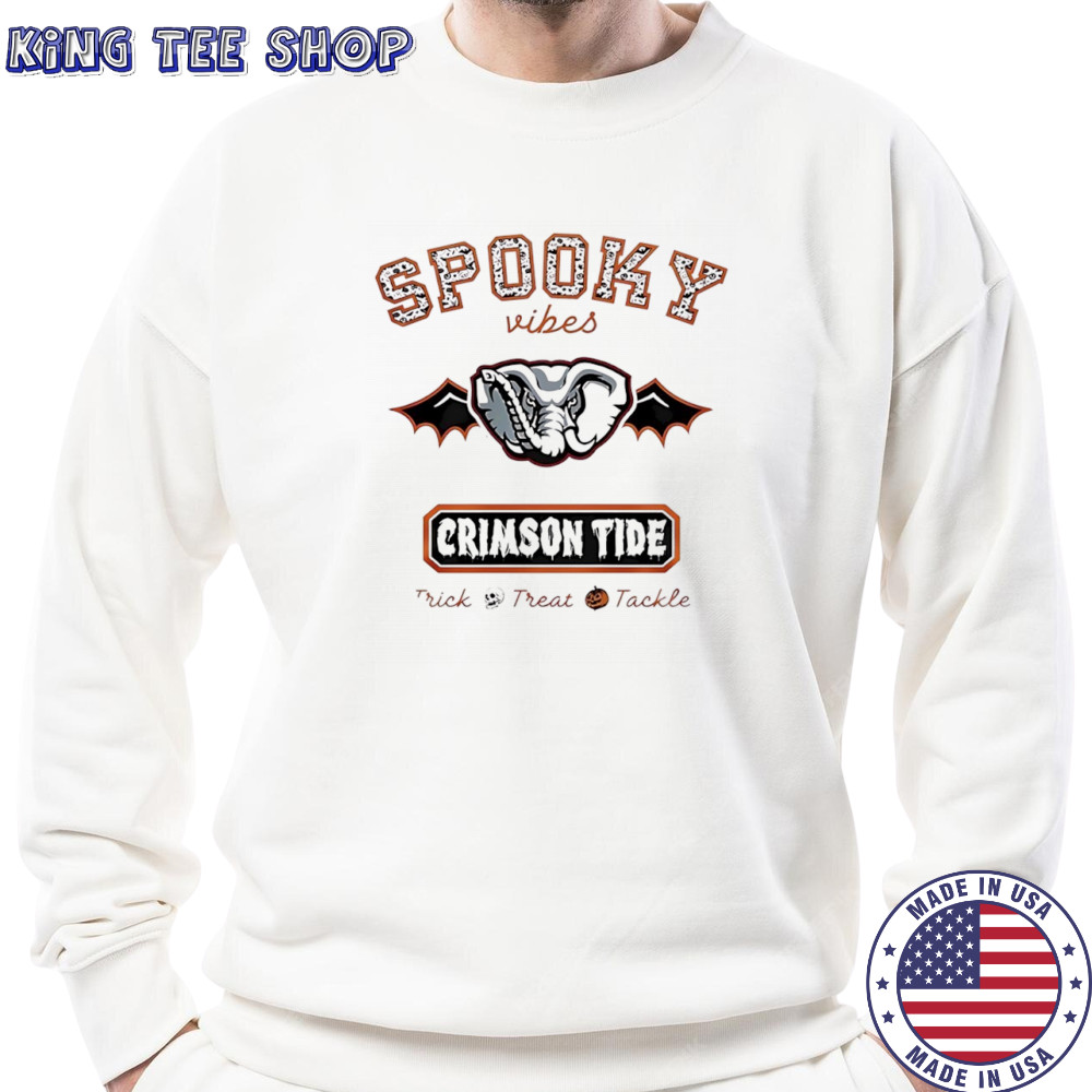 Alabama Crimson Tide Spooky Vibes Trick Treat Tackle Halloween 2025 shirt Sweatshirt