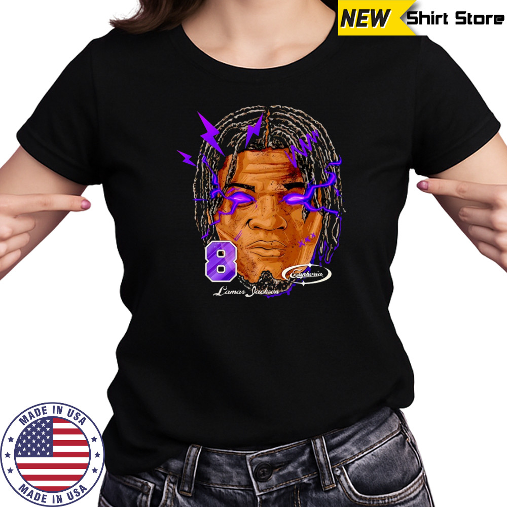 Lamar Jackson big head Baltimore Ravens laser eyes blue shirt Women's T-shirt