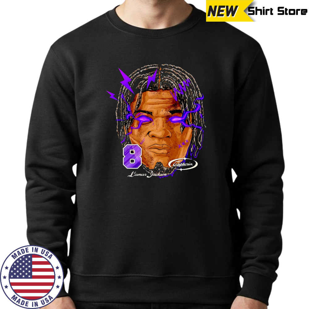 Lamar Jackson big head Baltimore Ravens laser eyes blue shirt Sweatshirt