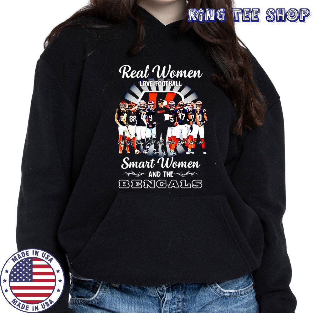 Real women love football smart women and the Cincinnati Bengals signatures shirt Hoodie
