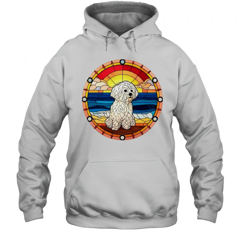 Stained Glass Maltese dog on the beach shirt Hoodie
