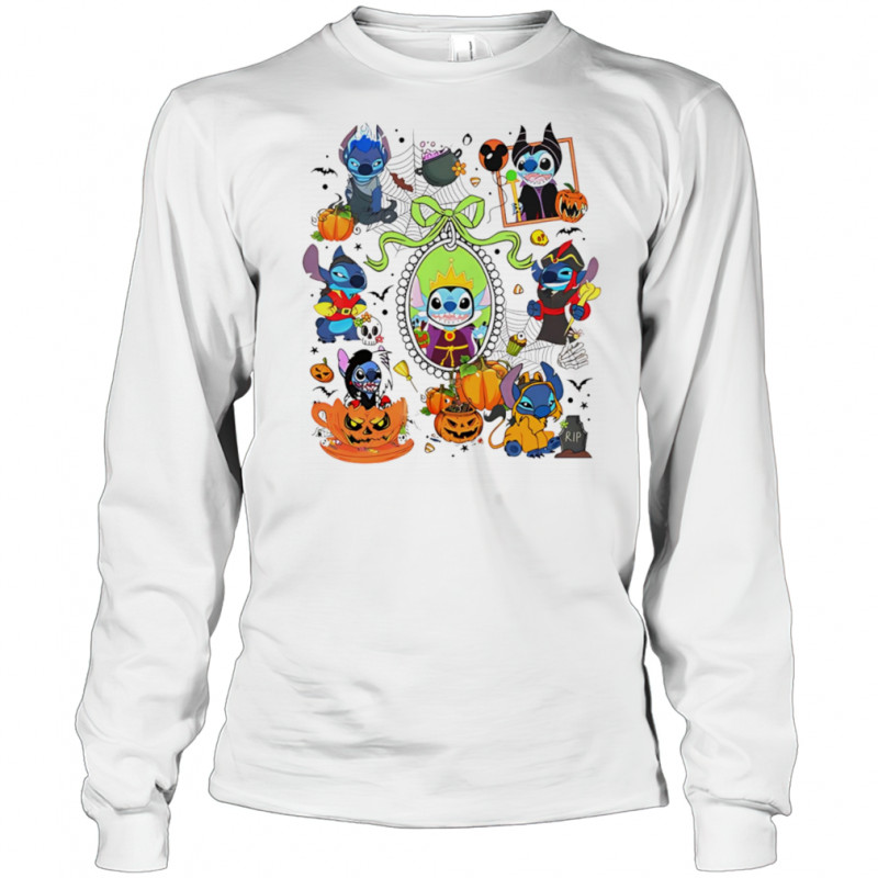 Stitch Happy Halloween Disney villains shirt Long Sleeved
