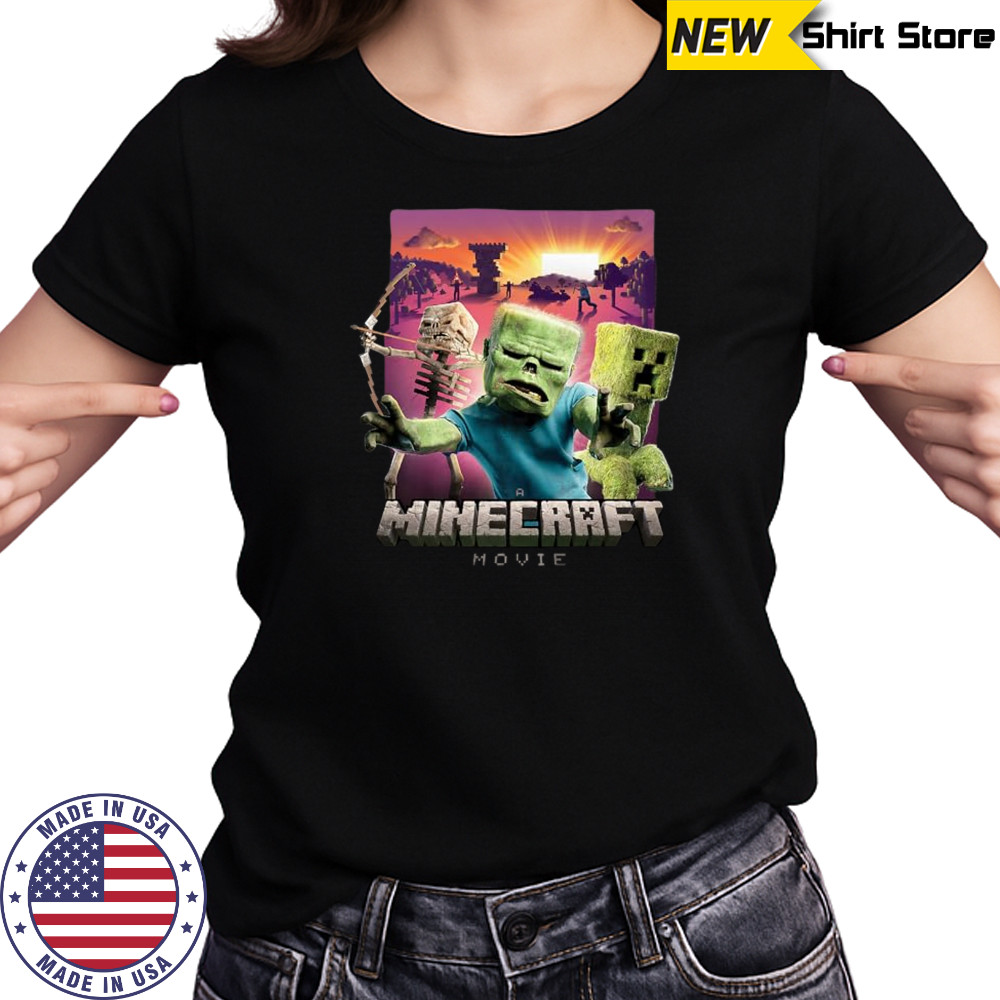 A Minecraft Movie Skeleton Zombie & Creeper Group Portrait T-Shirt Women's T-shirt