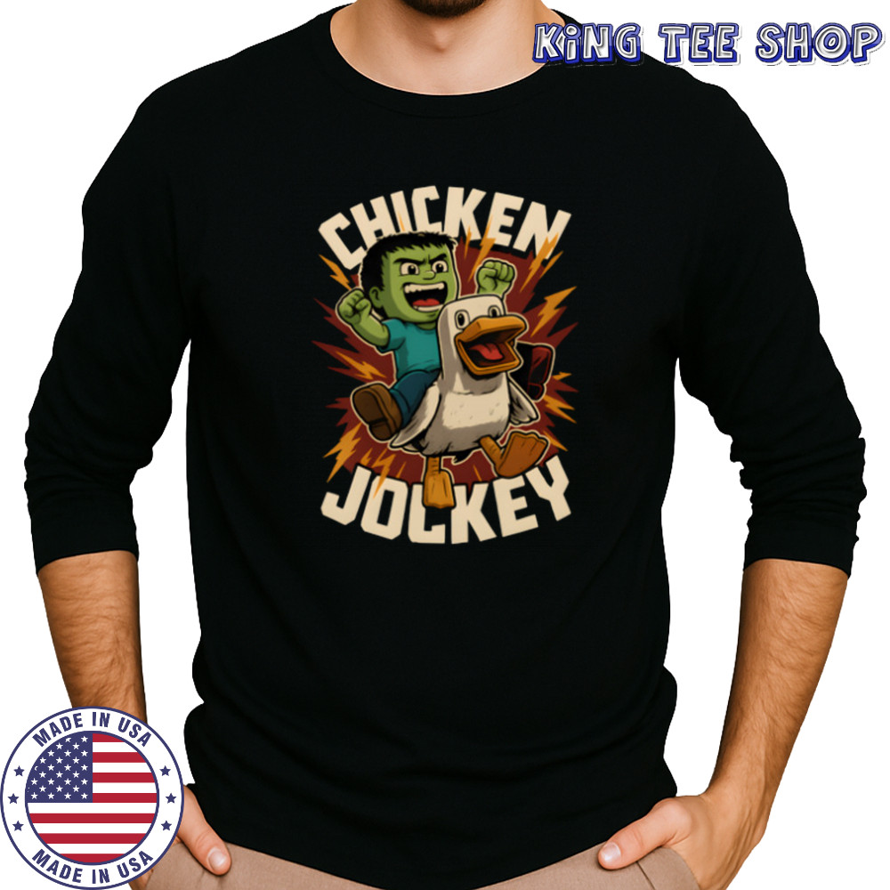 chicken jockey gif minecraft movie T-Shirt Long Sleeved