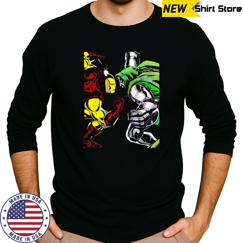 Iron Man Vs Doctor Doom Marvel Avengers Comic Shirt Long Sleeved
