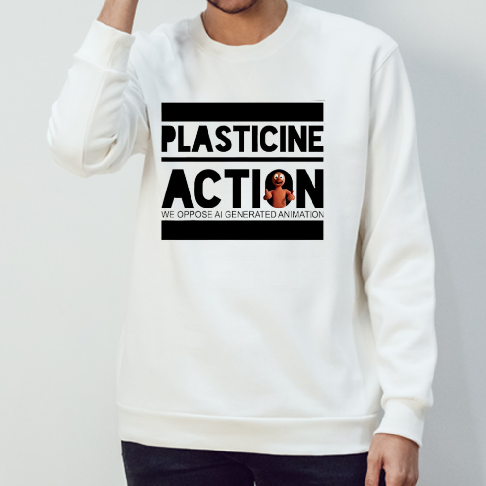 Plasticine Action we oppose AI generated animation shirt Sweatshirt