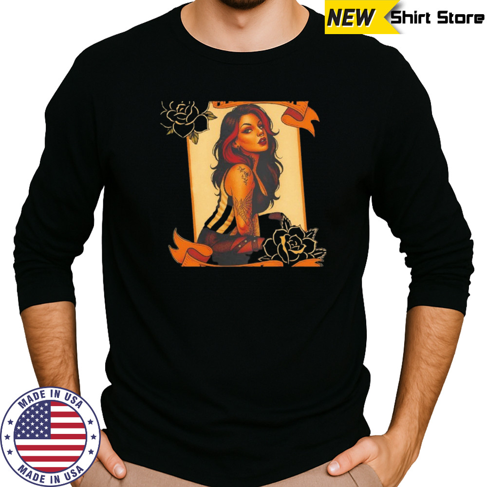 The Black rose fox fox pinup tattoo shirt Long Sleeved